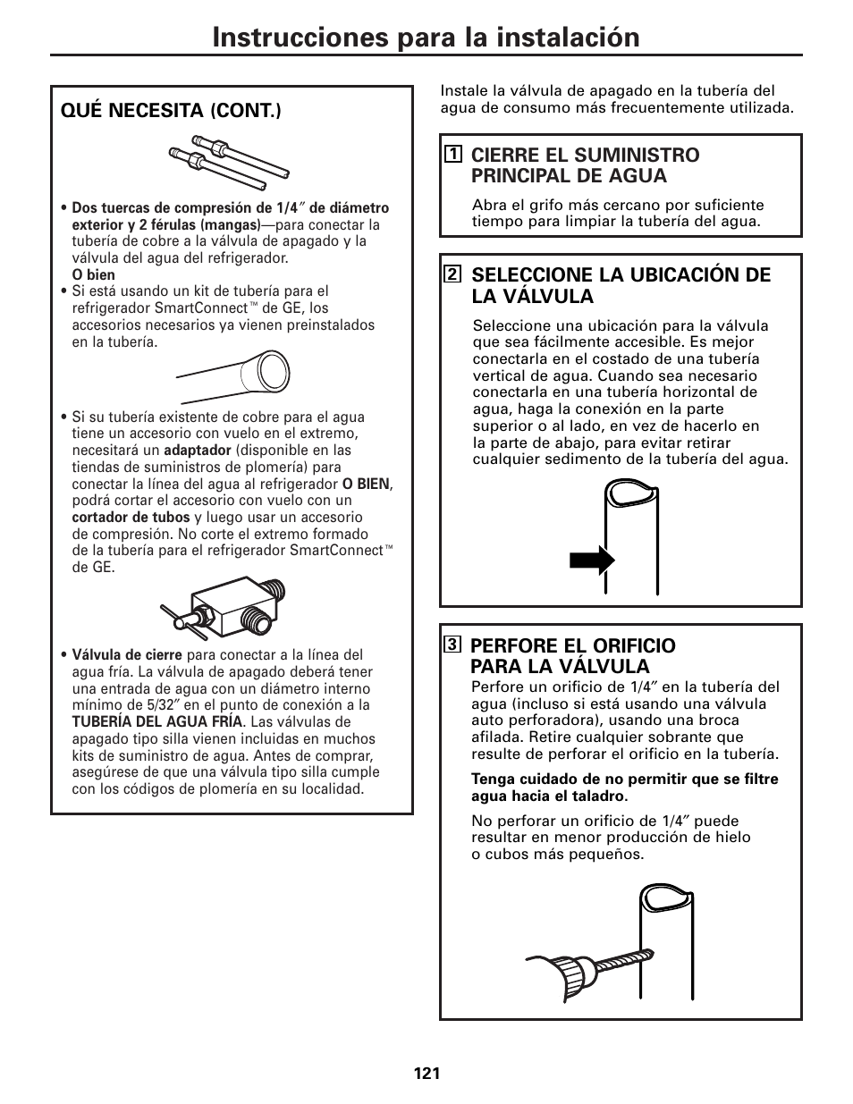 Instrucciones para la instalación | GE Monogram 22 User Manual | Page 121 / 132