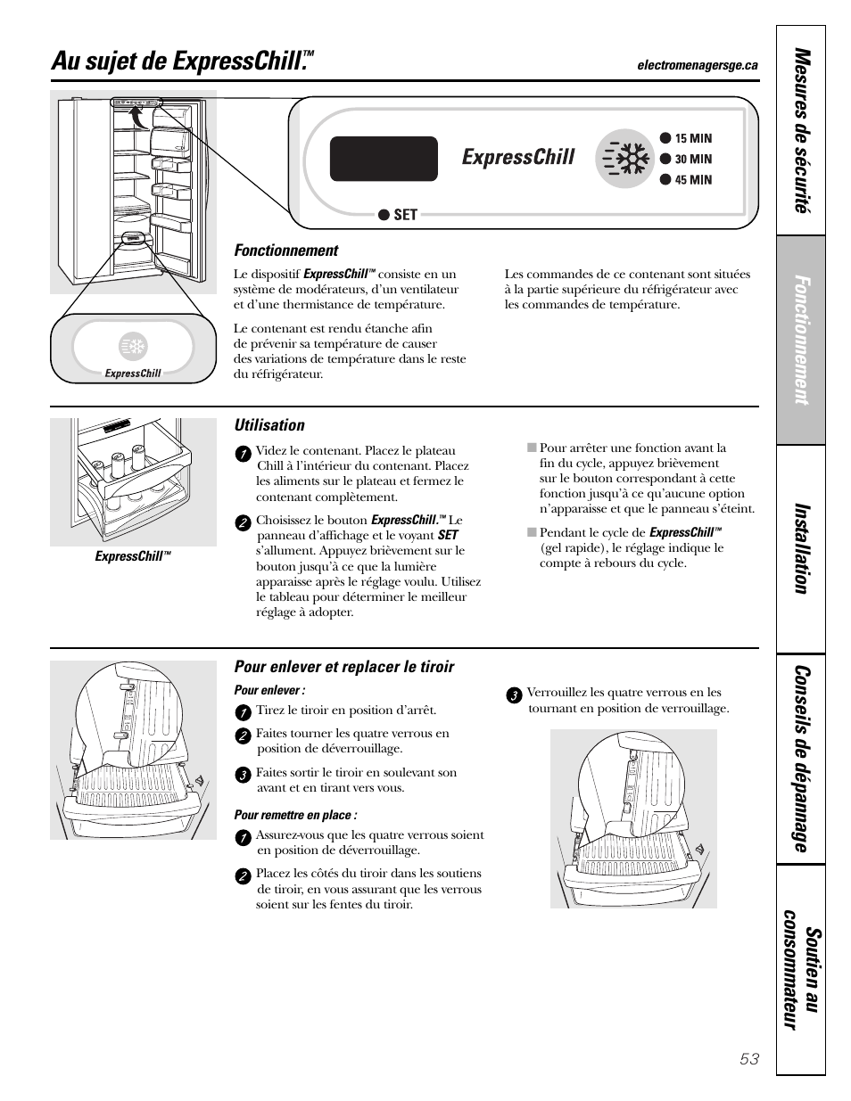Expresschill, Au sujet de expresschill | GE Monogram 22 User Manual | Page 53 / 132