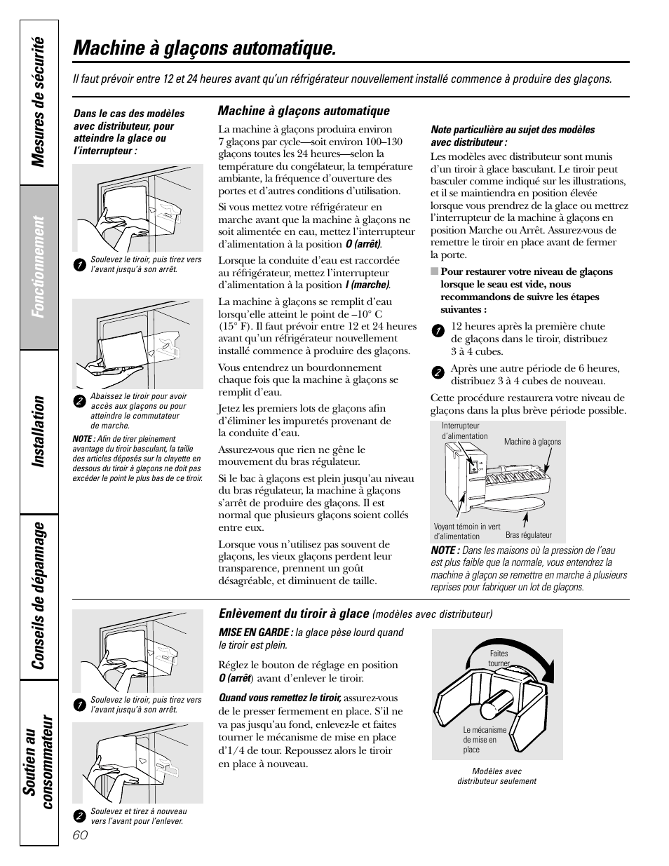 Machine à glaçons automatique | GE Monogram 22 User Manual | Page 60 / 132