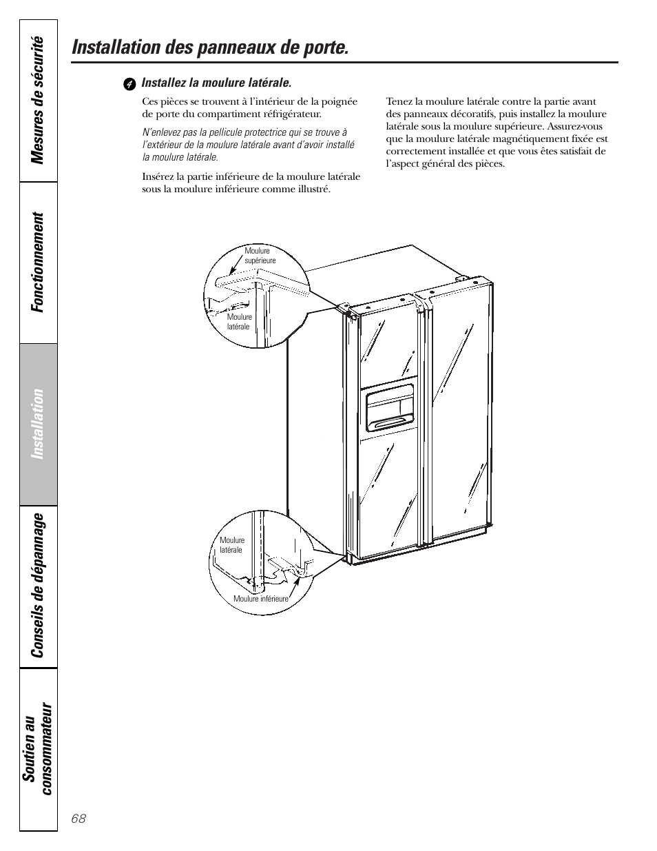Installation des panneaux de porte | GE Monogram 22 User Manual | Page 68 / 132