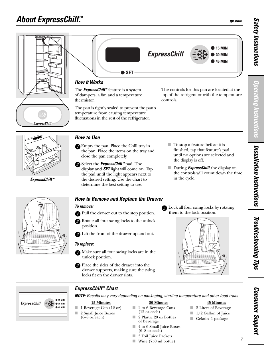 Expresschill, About expresschill | GE Monogram 22 User Manual | Page 7 / 132