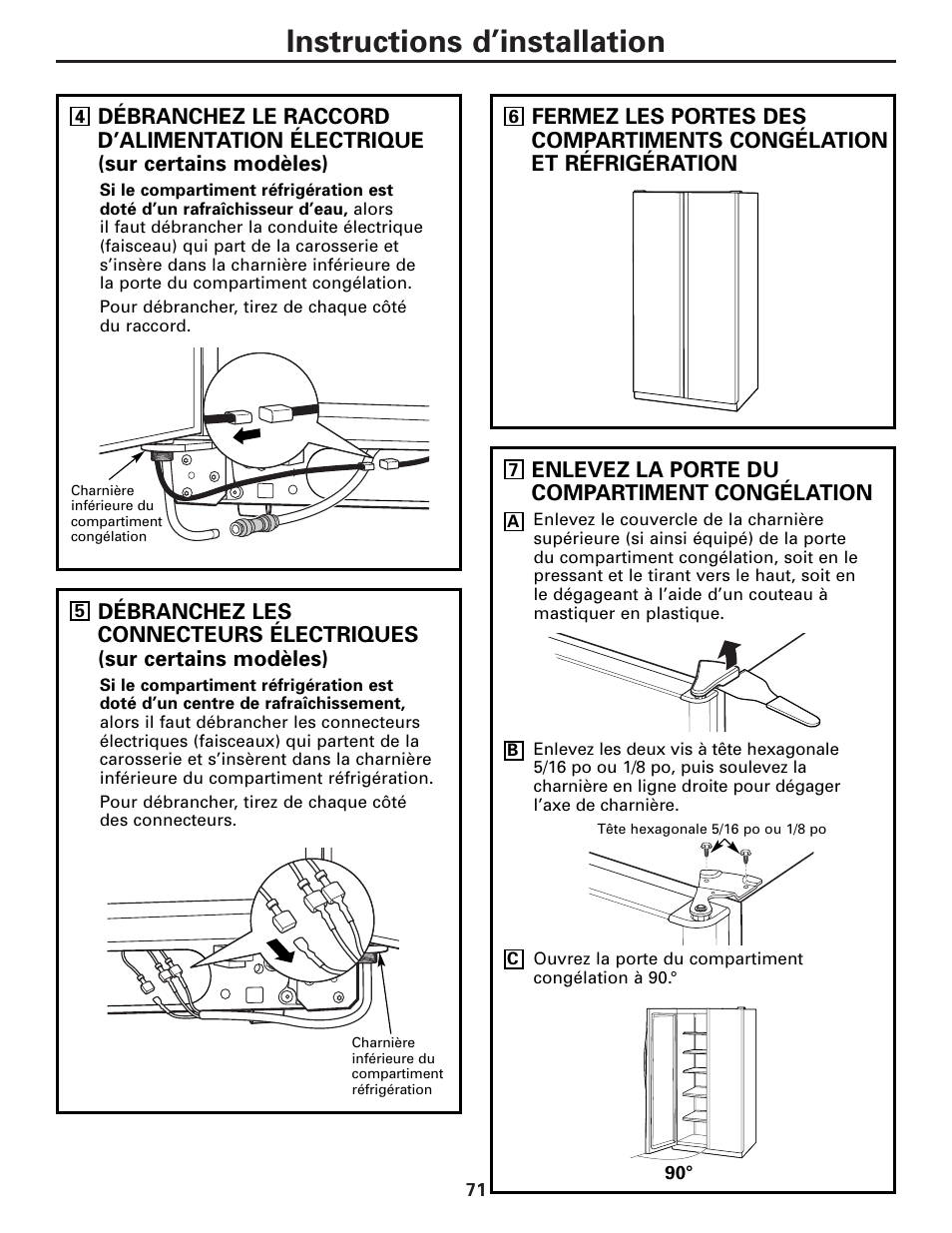 Instructions d’installation | GE Monogram 22 User Manual | Page 71 / 132