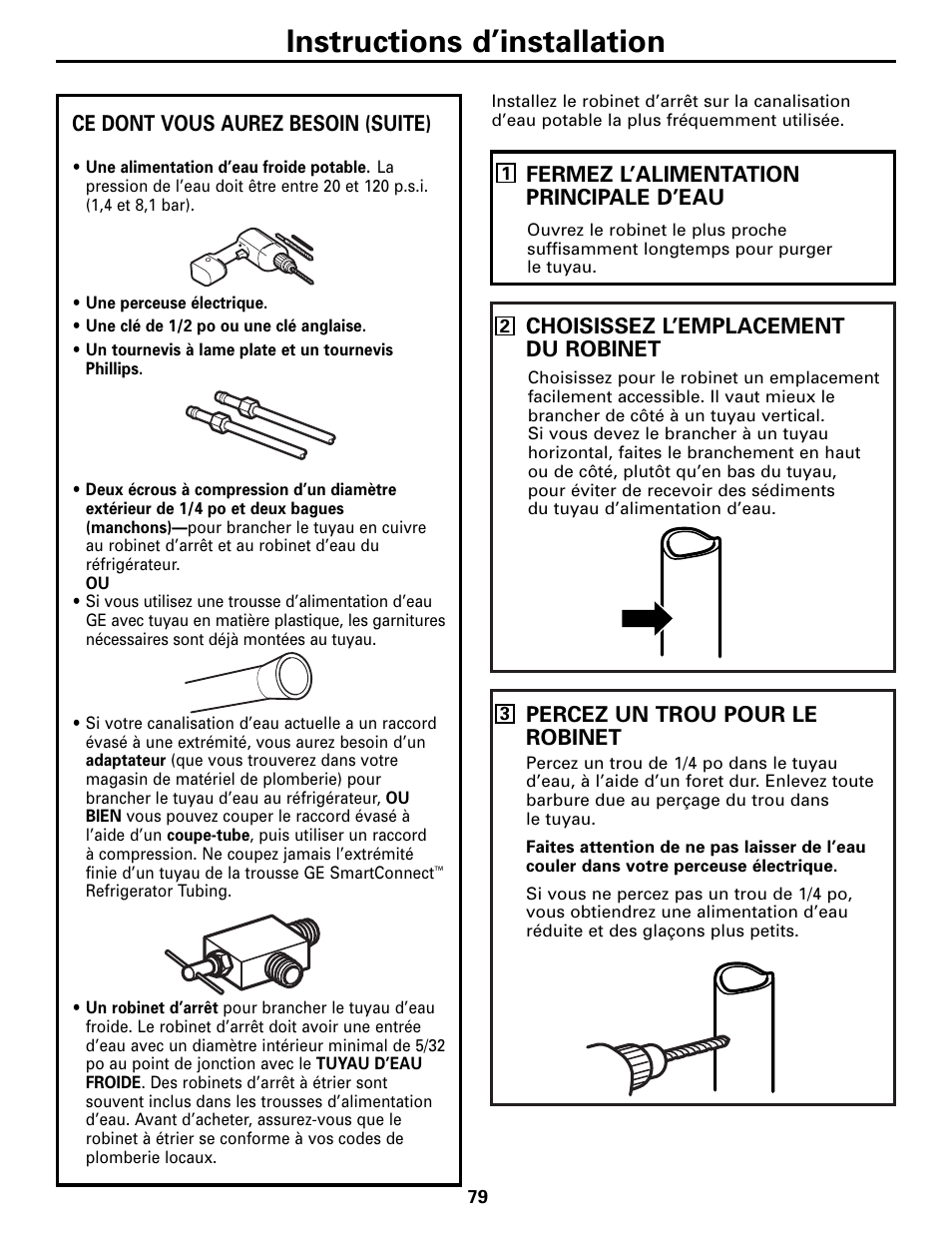 Instructions d’installation | GE Monogram 22 User Manual | Page 79 / 132