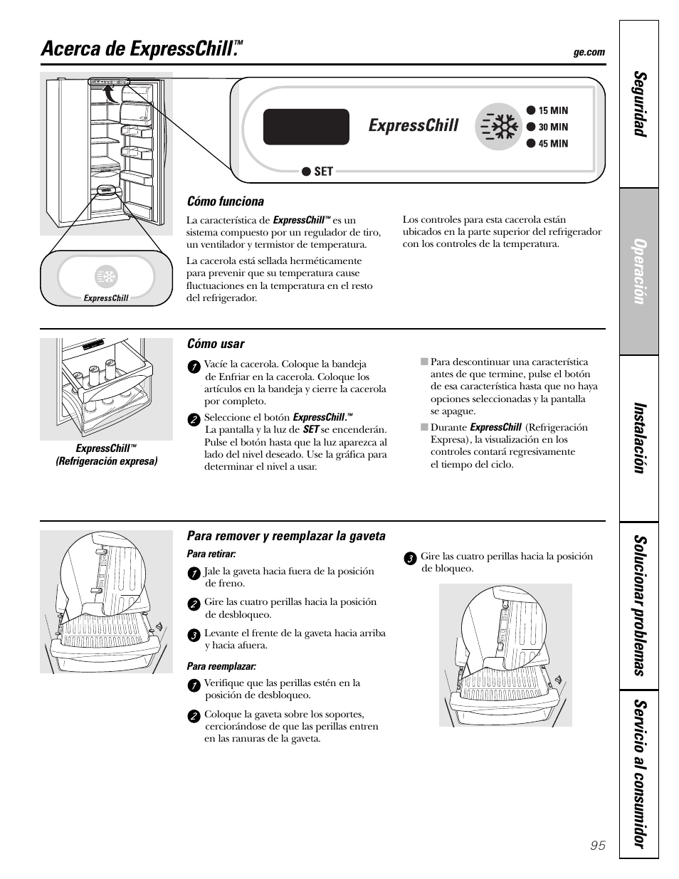 Expresschill, Acerca de expresschill | GE Monogram 22 User Manual | Page 95 / 132