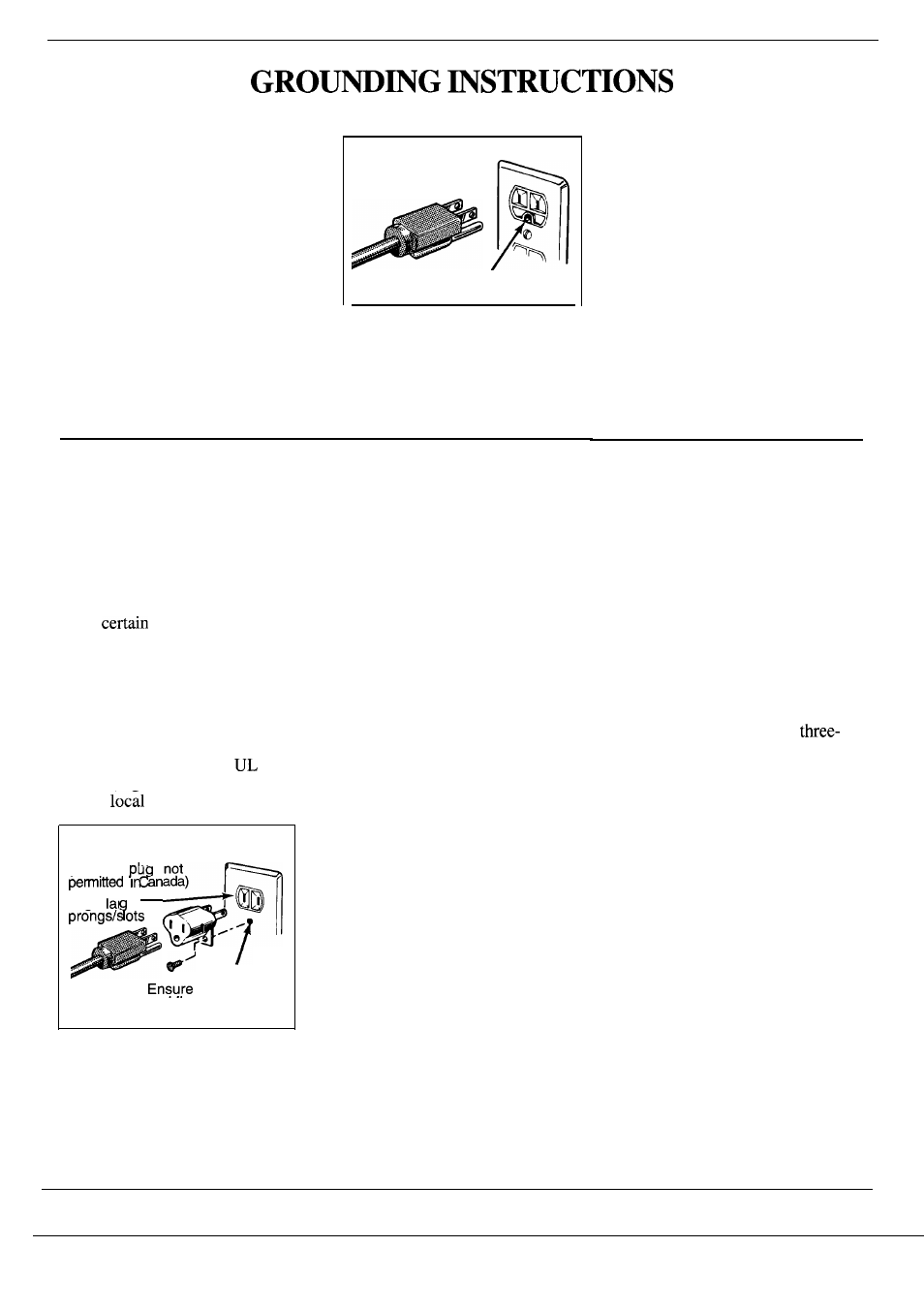 Adapter plugs, Grounding instructions , 32, Installation , 32 | GE Monogram JET343G User Manual | Page 31 / 36
