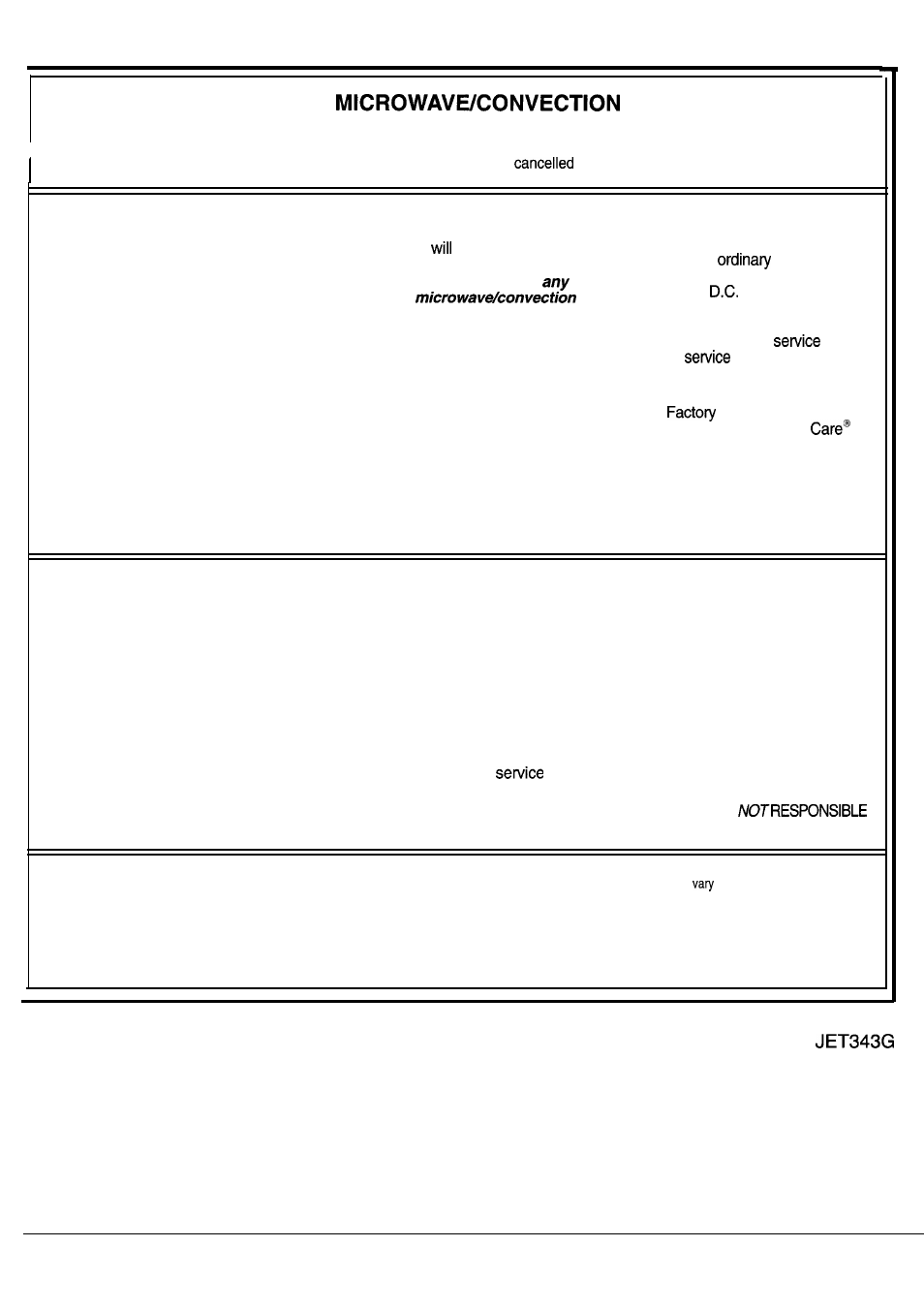 Warranty, Your ge oven, What is covered | What is not covered | GE Monogram JET343G User Manual | Page 35 / 36