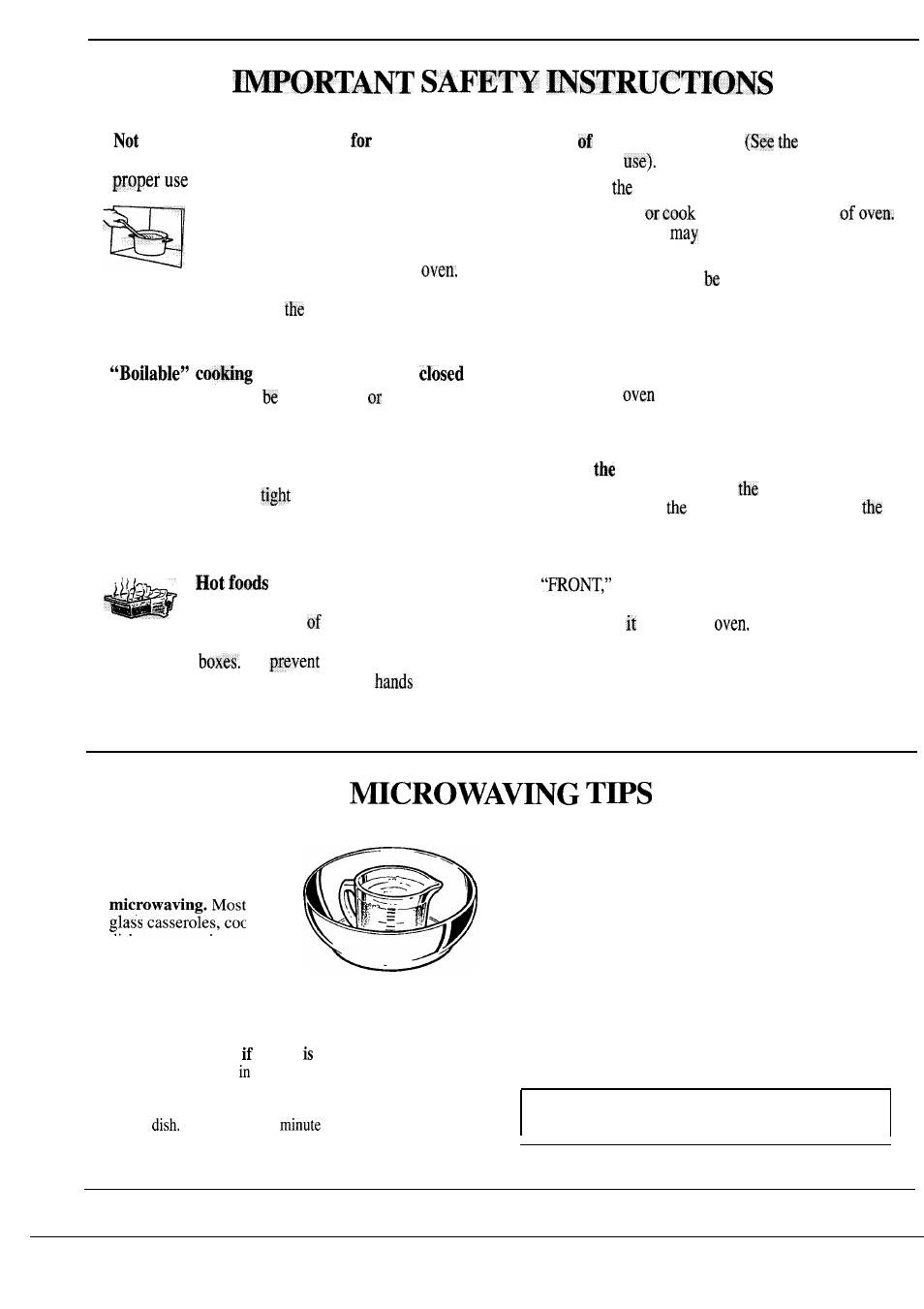 Broiler pan ,7, 10, 28–30, Microwaving tips, Save these | Instructions | GE Monogram JET343G User Manual | Page 6 / 36