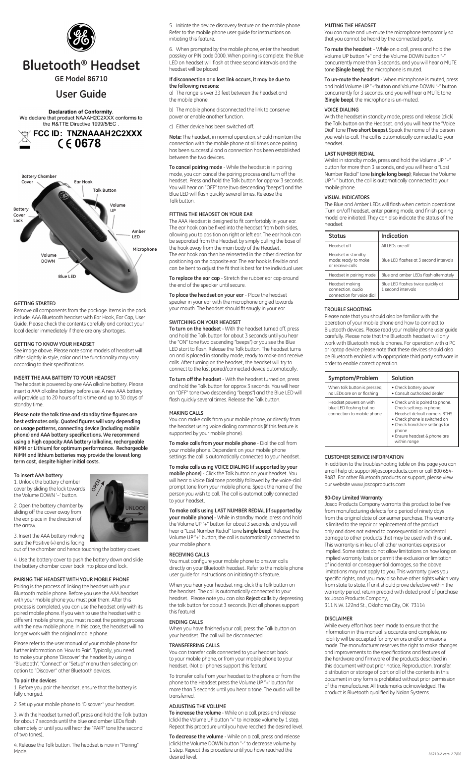 GE Monogram 86710 User Manual | 2 pages