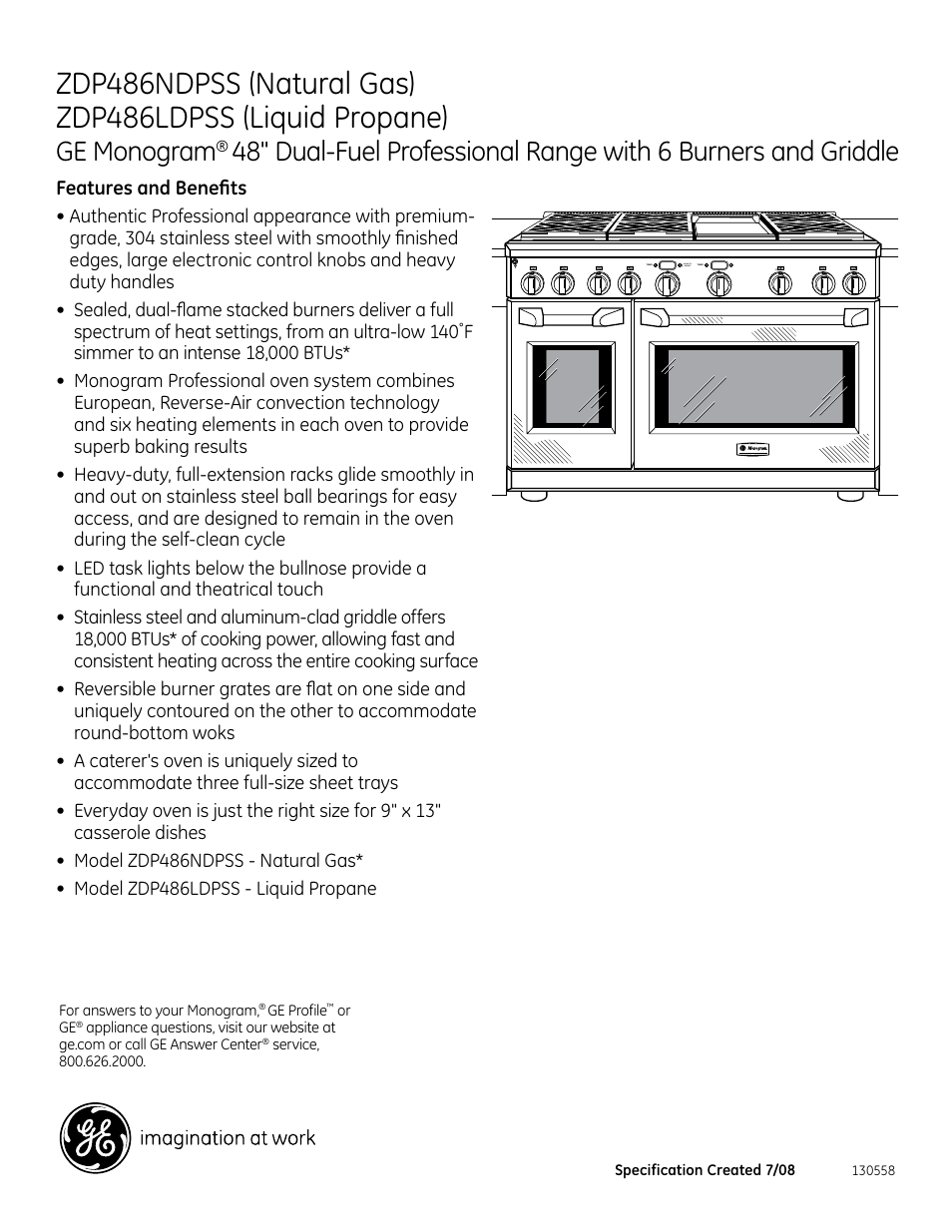 Ge monogram, Features and benefits | GE Monogram ZDP486LDPSS User Manual | Page 3 / 3