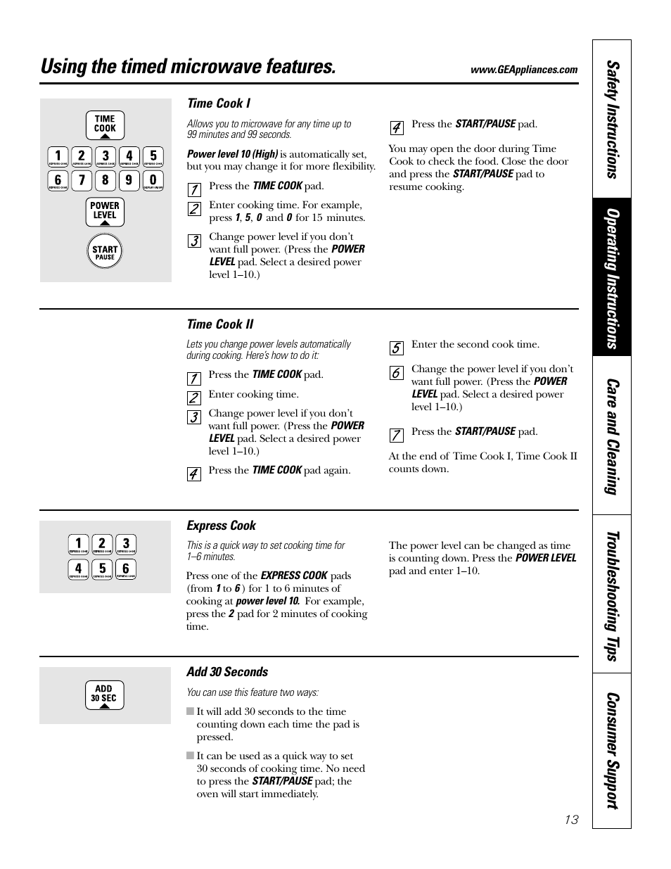 Using the timed microwave features | GE Monogram JT965 User Manual | Page 13 / 52