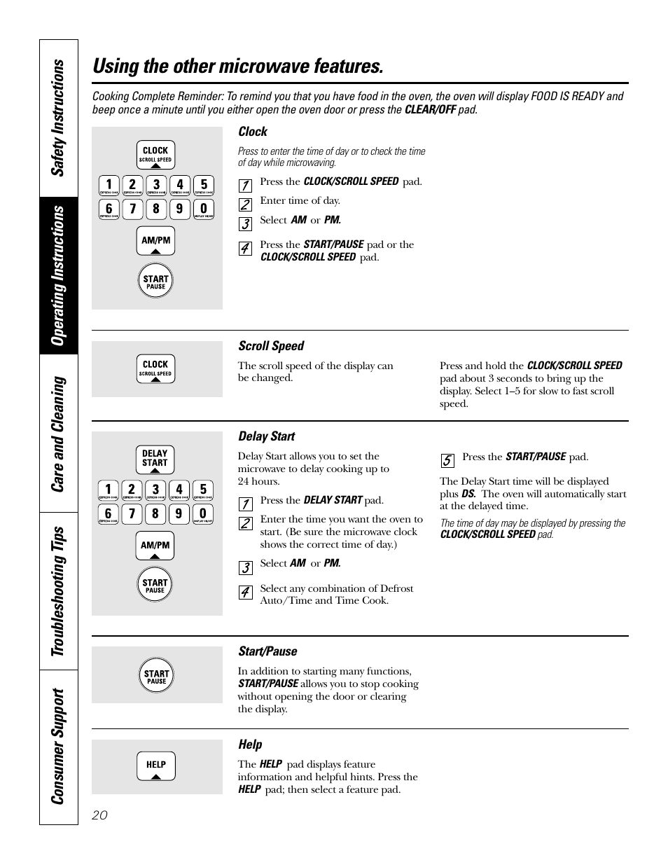 Using the other microwave features | GE Monogram JT965 User Manual | Page 20 / 52