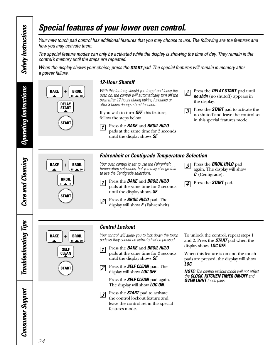 Special features of your lower oven control | GE Monogram JT965 User Manual | Page 24 / 52