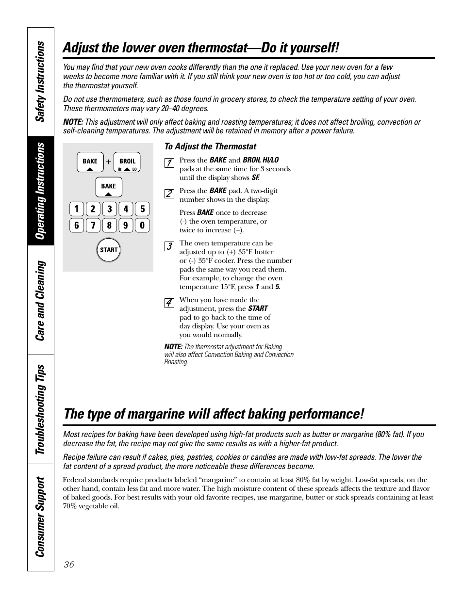 Lower oven thermostat, Adjust the lower oven thermostat—do it yourself | GE Monogram JT965 User Manual | Page 36 / 52