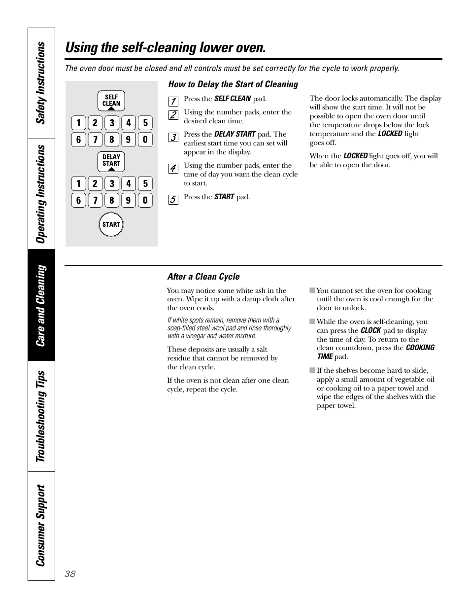 Using the self-cleaning lower oven | GE Monogram JT965 User Manual | Page 38 / 52