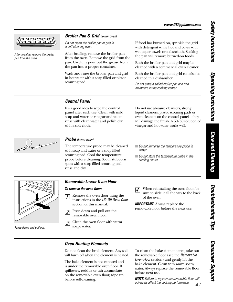 Broiler pan and grid, Probe | GE Monogram JT965 User Manual | Page 41 / 52