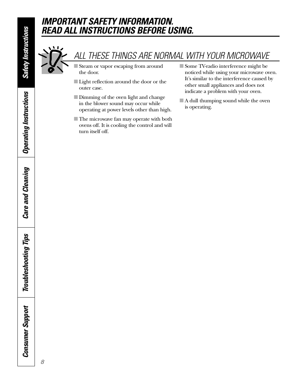 All these things are normal with your microwave | GE Monogram JT965 User Manual | Page 8 / 52