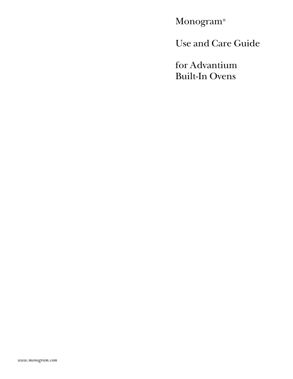 GE Monogram Advantium Built-In Ovens User Manual | 44 pages