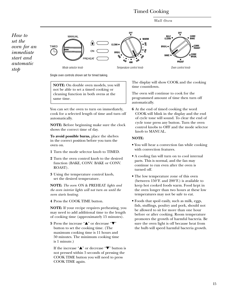 Timed cooking, Timed cooking , 16 | GE Monogram 30 Wall Oven User Manual | Page 15 / 32