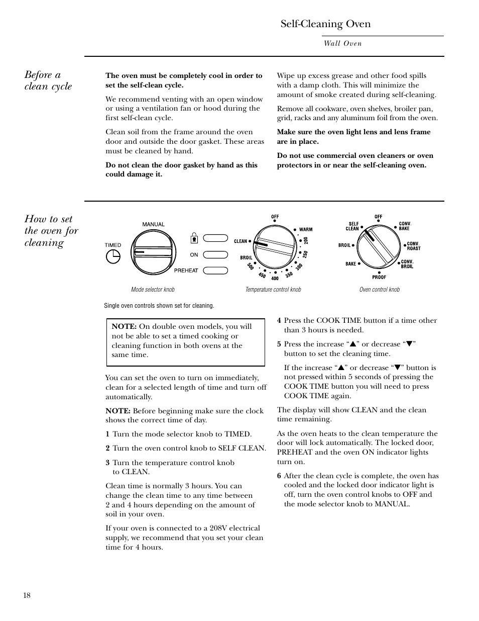 Self-cleaning instructions, Self-cleaning instructions , 19, Self-cleaning oven | Before a clean cycle, How to set the oven for cleaning | GE Monogram 30 Wall Oven User Manual | Page 18 / 32