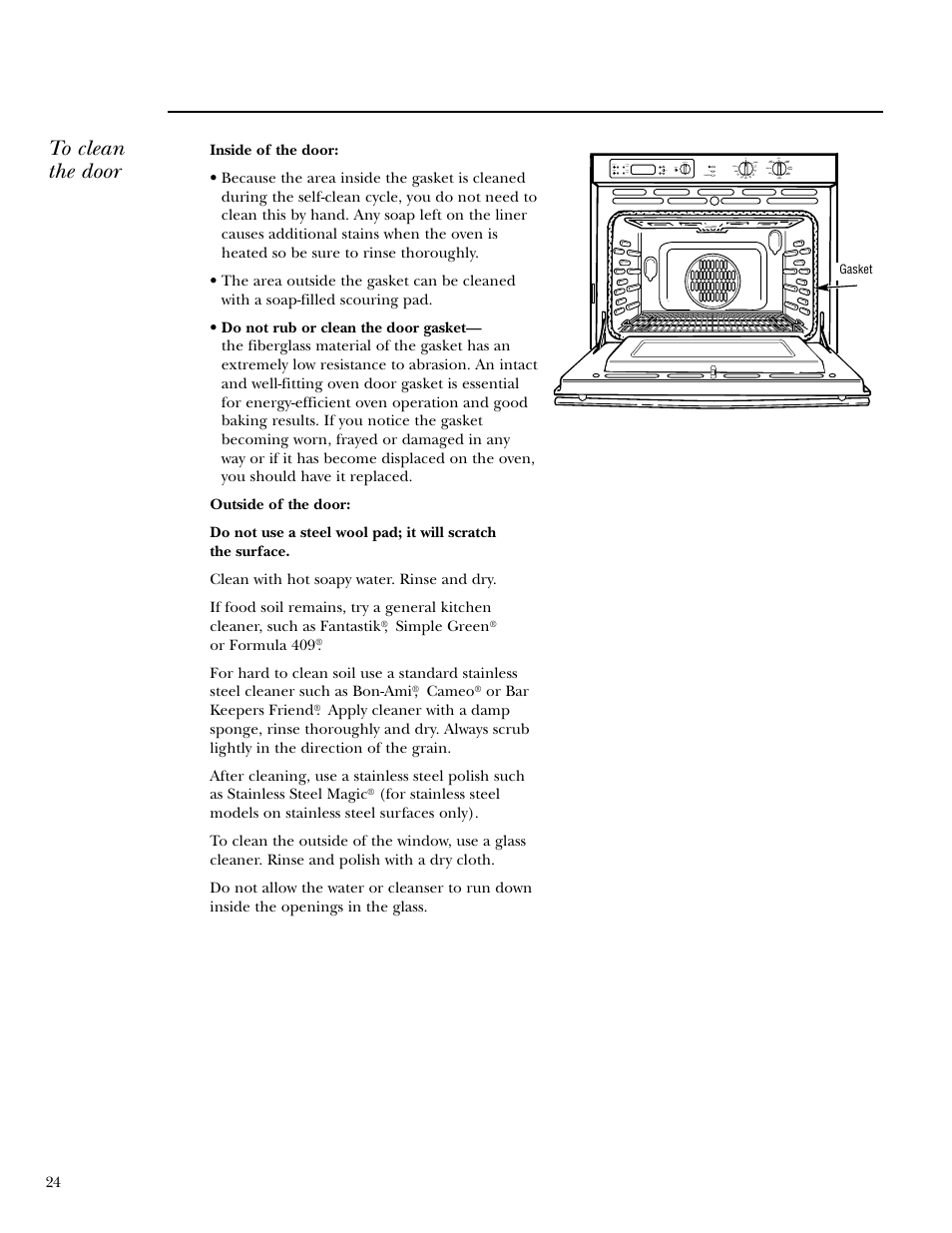 Oven door | GE Monogram 30 Wall Oven User Manual | Page 24 / 32