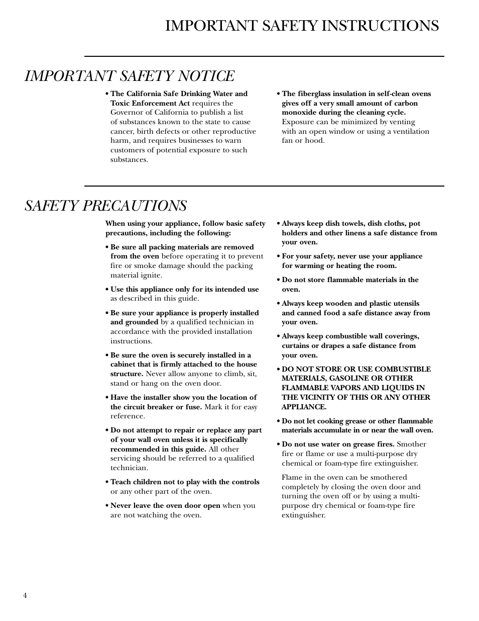 Safety instructions, Safety instructions –6, Safety precautions | GE Monogram 30 Wall Oven User Manual | Page 4 / 32