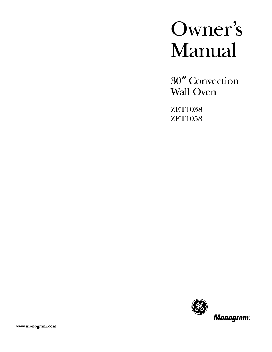 GE Monogram ZET1038 User Manual | 36 pages