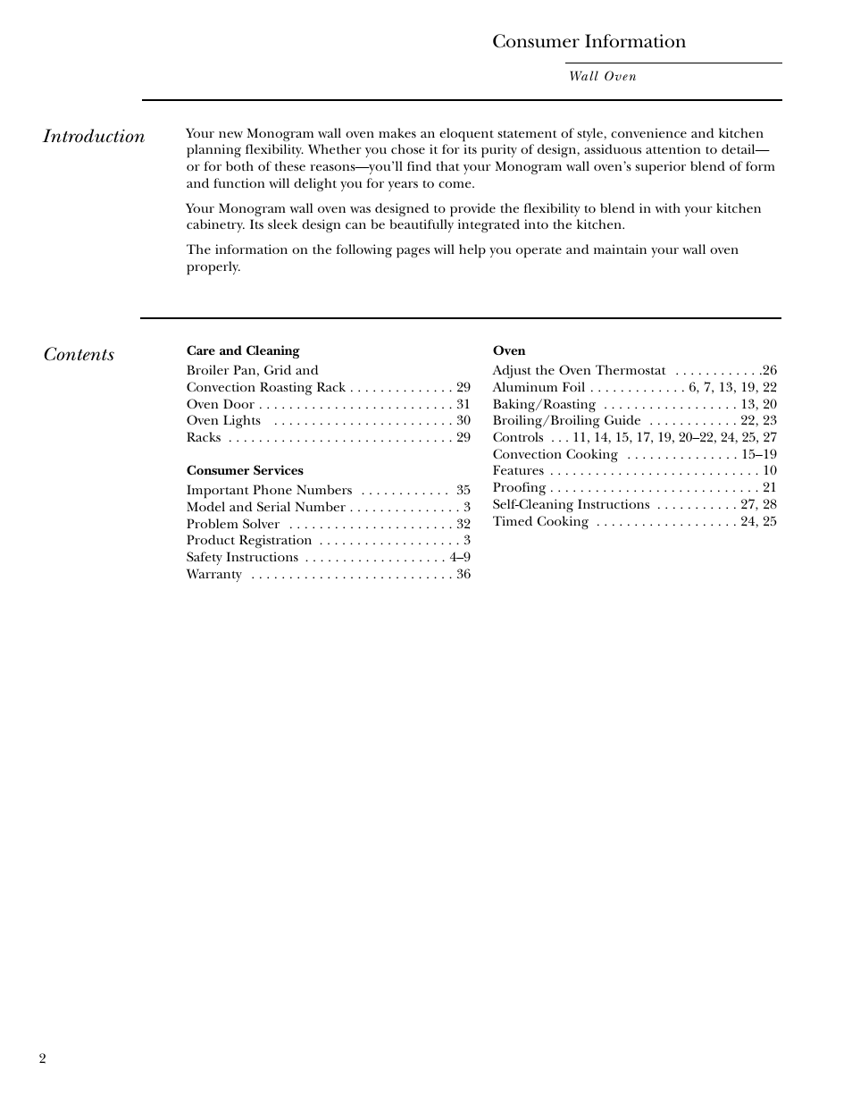 GE Monogram ZET1038 User Manual | Page 2 / 36