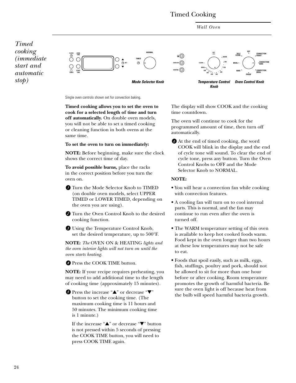 Timed cooking, Timed cooking , 25, Timed cooking (immediate start and automatic stop) | GE Monogram ZET1038 User Manual | Page 24 / 36