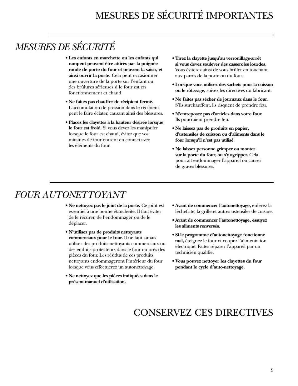 Four autonettoyant | GE Monogram ZET1038 User Manual | Page 9 / 36