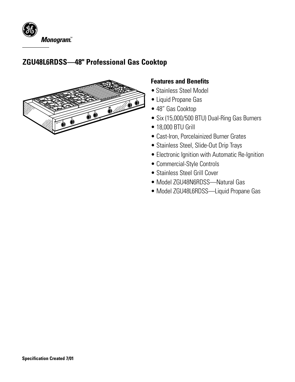 Monogram | GE Monogram ZGU48L6RDSS User Manual | Page 4 / 4