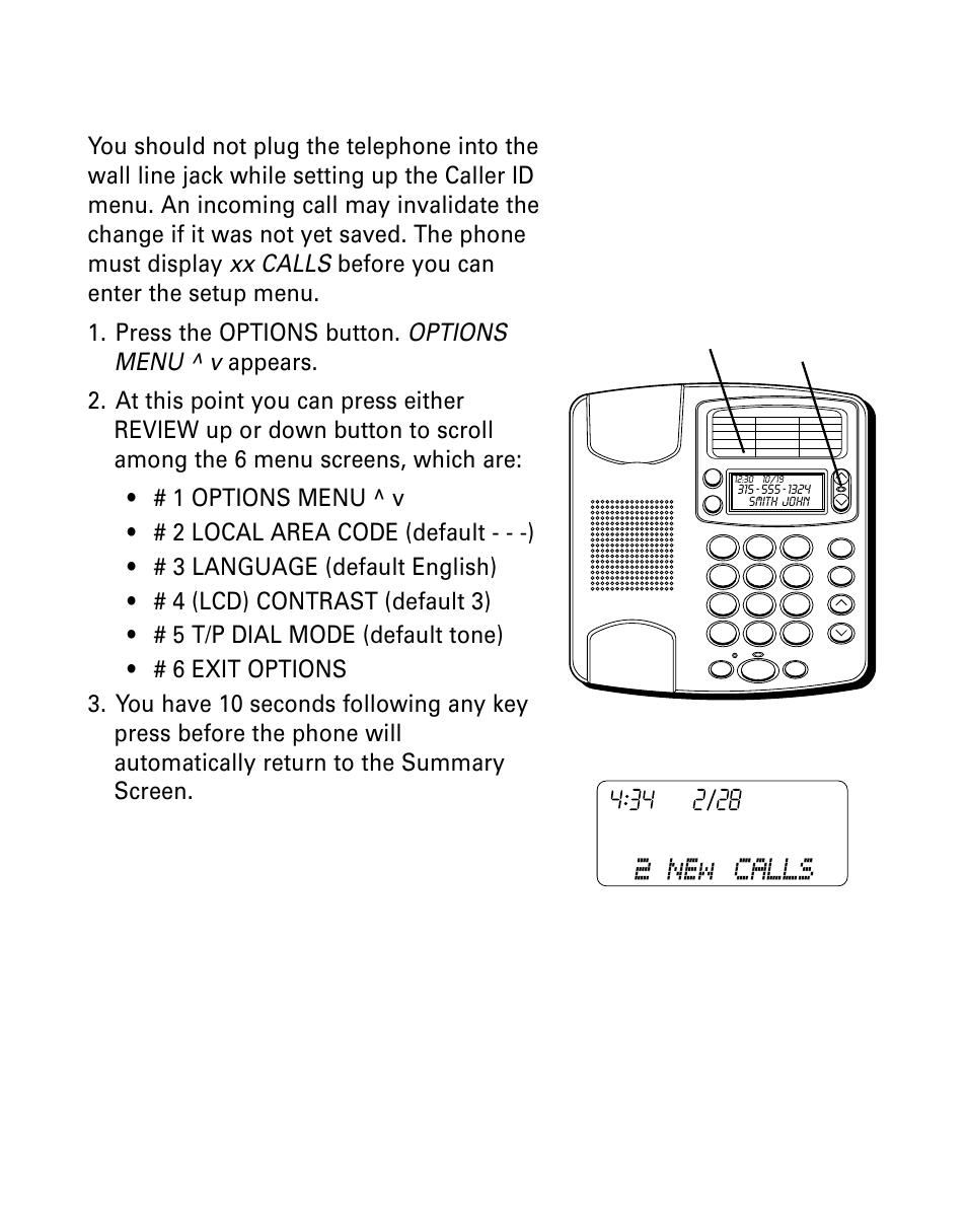Setting up the caller id menu, Etting, Aller | Id m | GE Monogram 29391 User Manual | Page 10 / 72