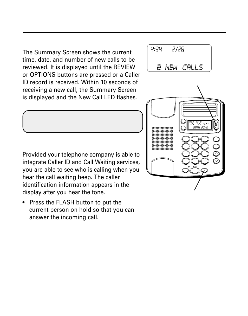 Summary screen, Caller id with call waiting, Caller id features | Ummary, Creen, Aller, With, Aiting, Id f, Eatures | GE Monogram 29391 User Manual | Page 15 / 72