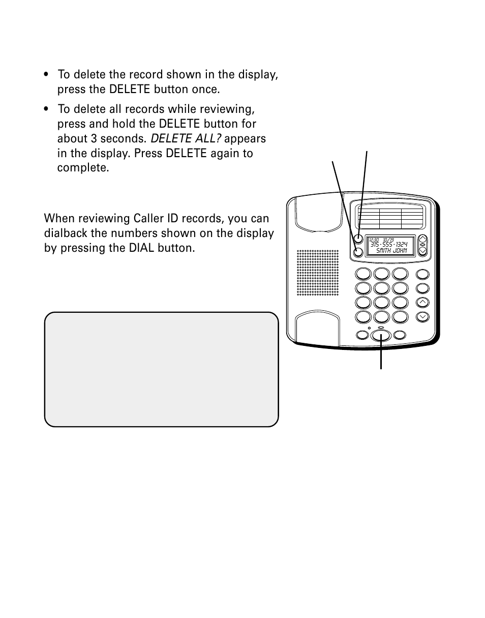 Deleting call records, Dialing back, Eleting | Ecords, Ialing | GE Monogram 29391 User Manual | Page 17 / 72