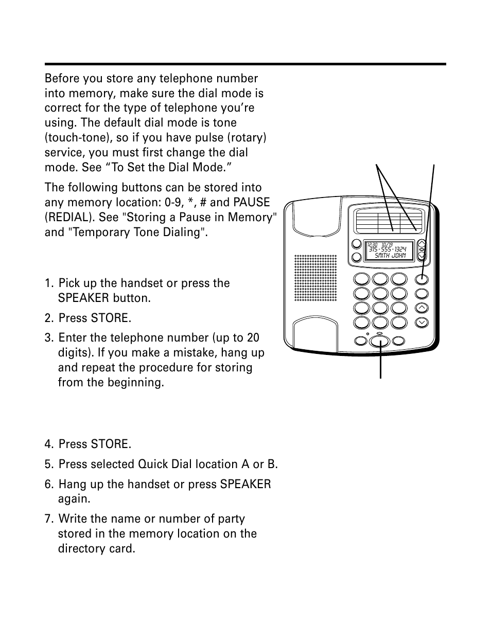 Memory, Storing quick dial numbers, Emory | Toring, Uick, Umbers | GE Monogram 29391 User Manual | Page 26 / 72