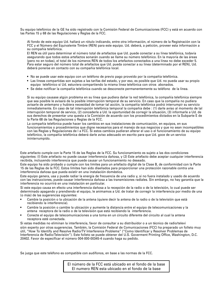 Información de la registración de la fcc, Información de interferencias, Compatibilidad con audífonos | GE Monogram 29391 User Manual | Page 38 / 72