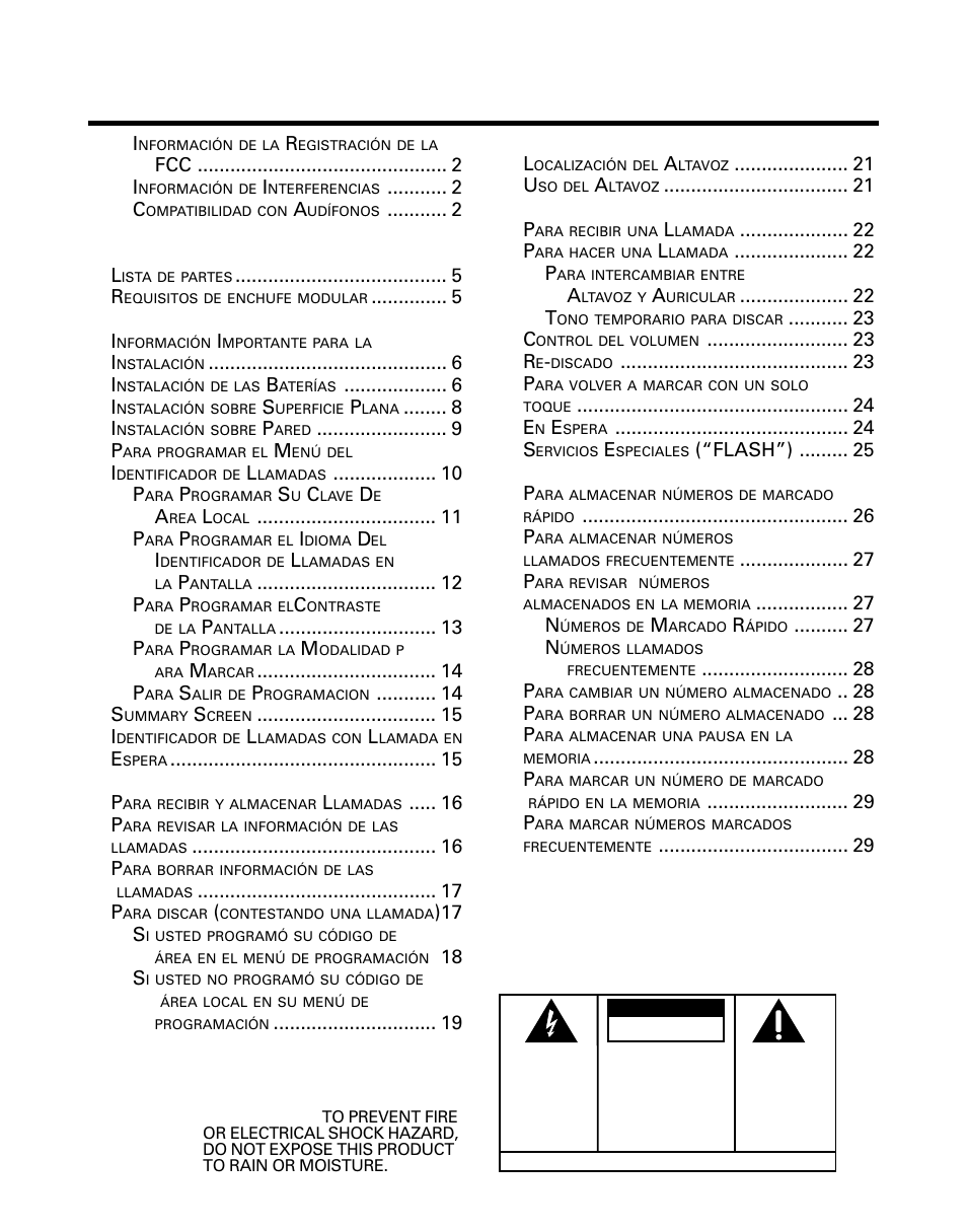 Abla, Ontenido, Warning | GE Monogram 29391 User Manual | Page 39 / 72