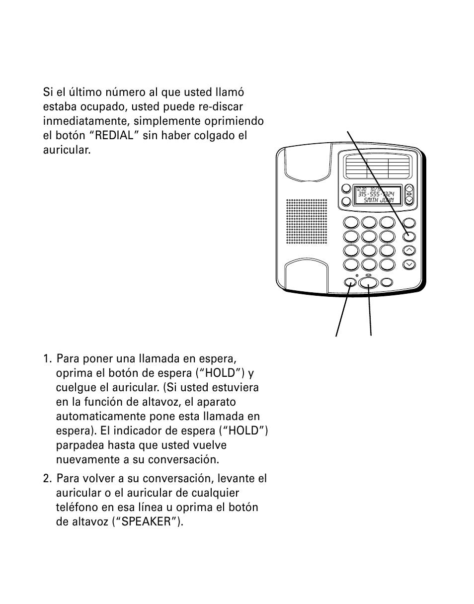 Para volver a marcar con un solo toque, En espera, Volver | Marcar, Solo, Toque, Spera, Un solo | GE Monogram 29391 User Manual | Page 60 / 72