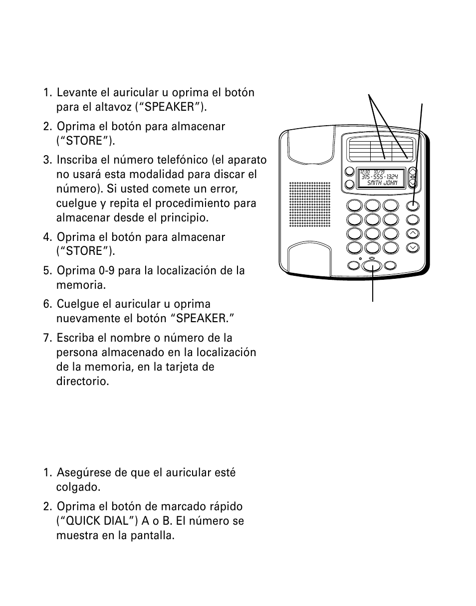 Para almacenar números llamados frecuentemente, Para revisar números almacenados en la memoria, Números de marcado rápido | Almacenar, Números, Llamados, Frecuentemente, Revisar, Almacenados, Memoria | GE Monogram 29391 User Manual | Page 63 / 72