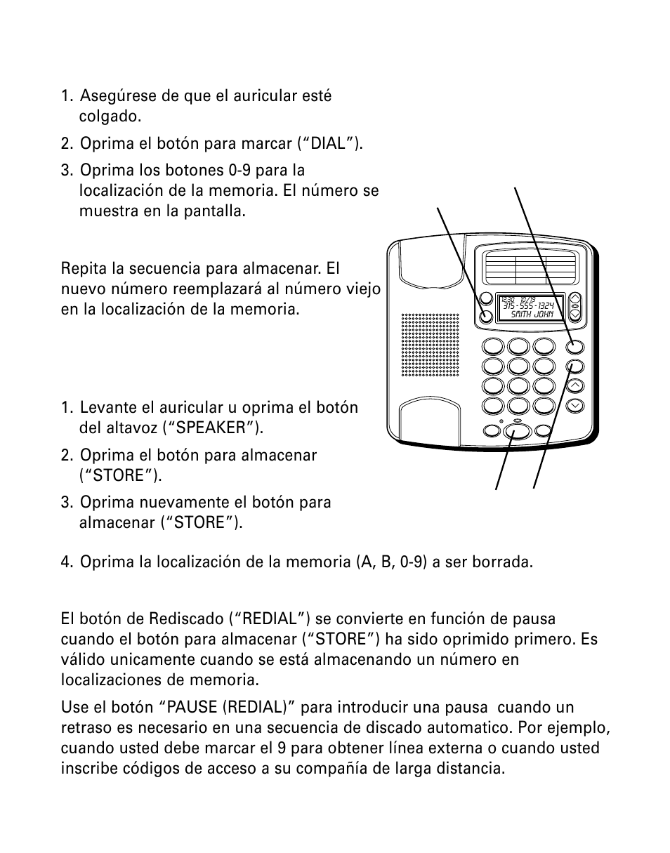 Números llamados frecuentemente, Para cambiar un número almacenado, Para borrar un número almacenado | Para almacenar una pausa en la memoria, Úmeros, Llamados, Frecuentemente, Cambiar, Número, Almacenado | GE Monogram 29391 User Manual | Page 64 / 72