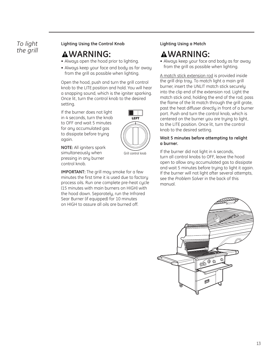 Warning | GE ZGG420NBPSS User Manual | Page 13 / 36