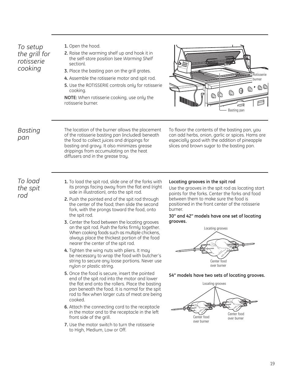 Basting pan | GE ZGG420NBPSS User Manual | Page 19 / 36