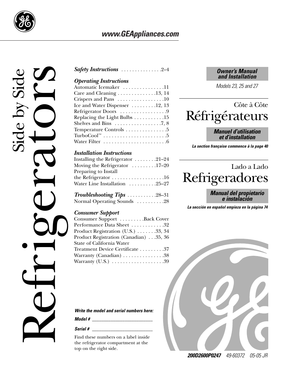 GE Monogram 23 User Manual | 108 pages