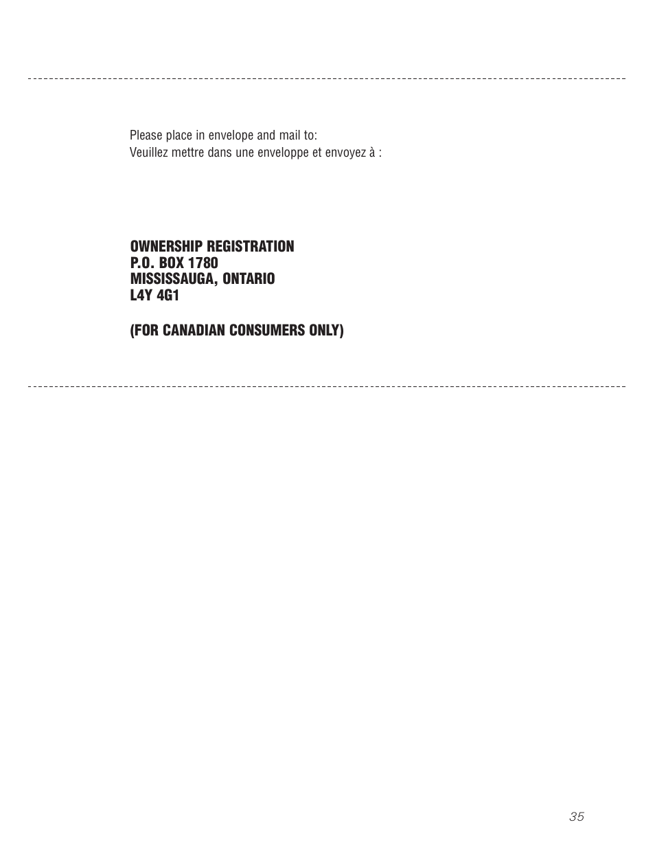 Product registration (canadian), Product registration (canadian) , 36 | GE Monogram 23 User Manual | Page 35 / 108