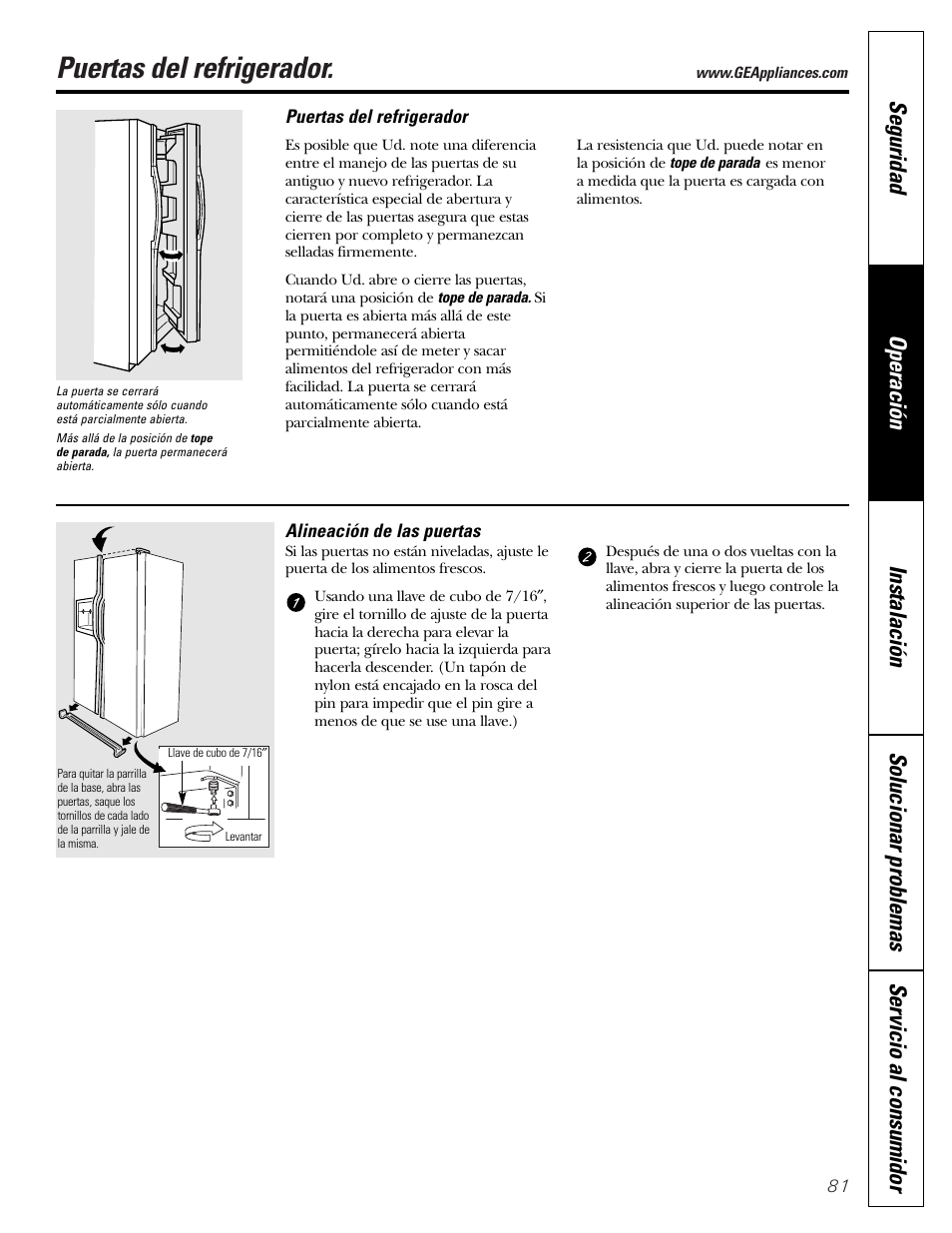 Puertas del refrigerador | GE Monogram 23 User Manual | Page 81 / 108
