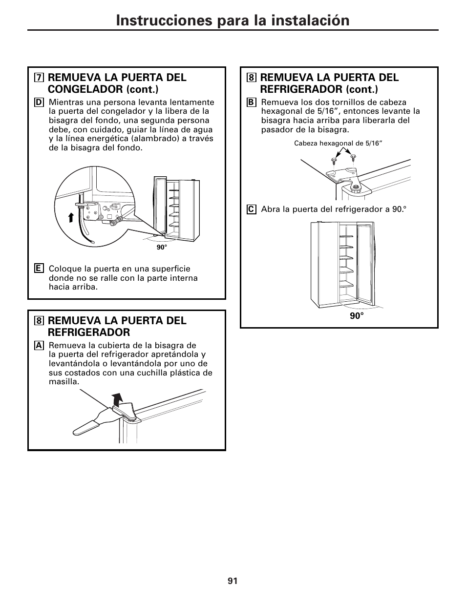 Instrucciones para la instalación | GE Monogram 23 User Manual | Page 91 / 108