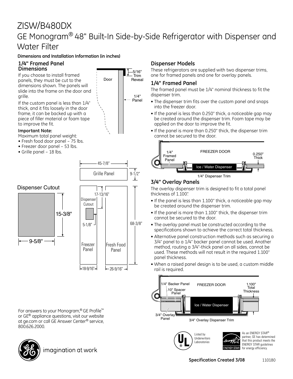 Zisw/b480dx, 696dia3, 696dia4 | Ge monogram | GE Monogram ZISW/B480DX User Manual | Page 4 / 7