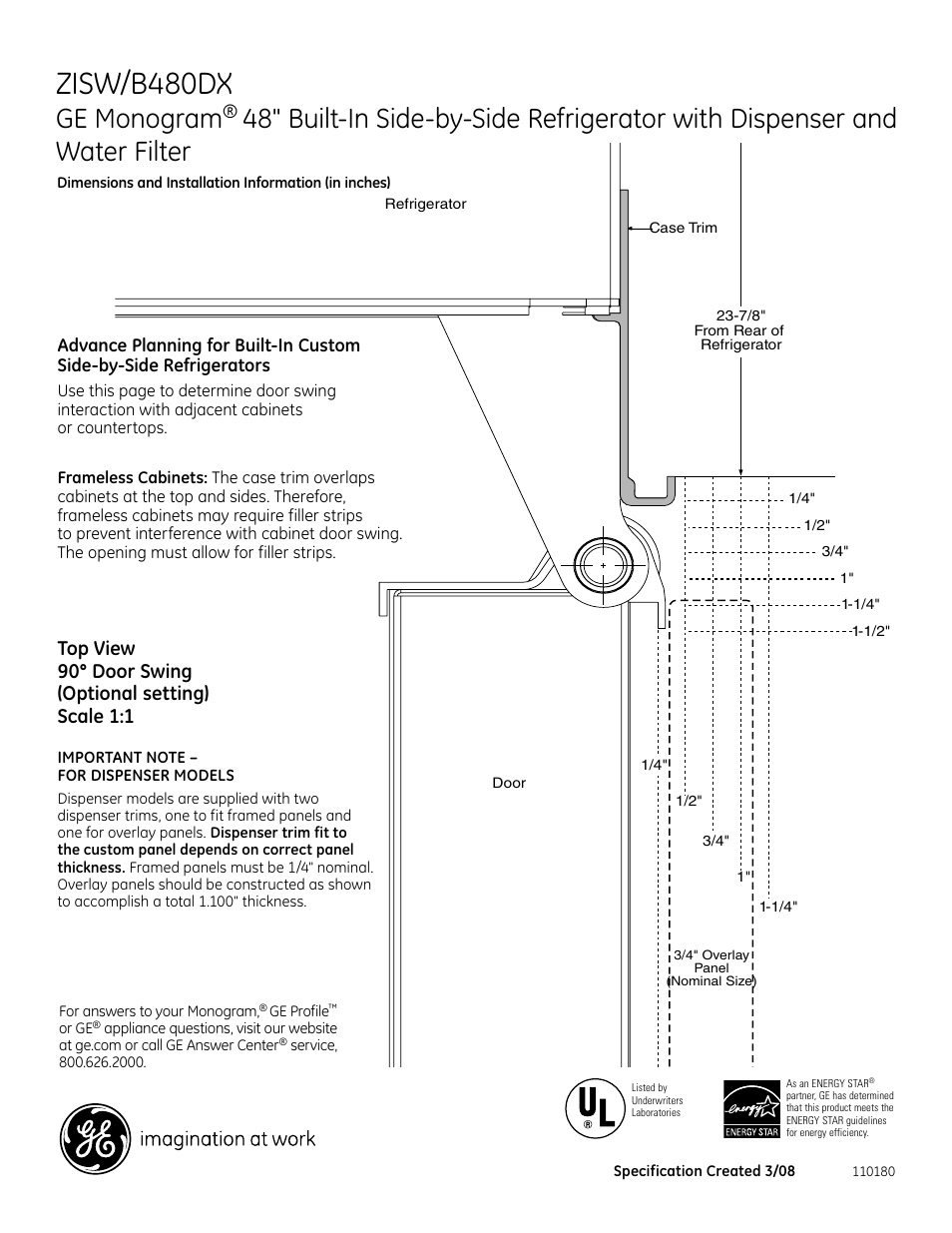 Zisw/b480dx, Ge monogram, 696dia6 | GE Monogram ZISW/B480DX User Manual | Page 6 / 7