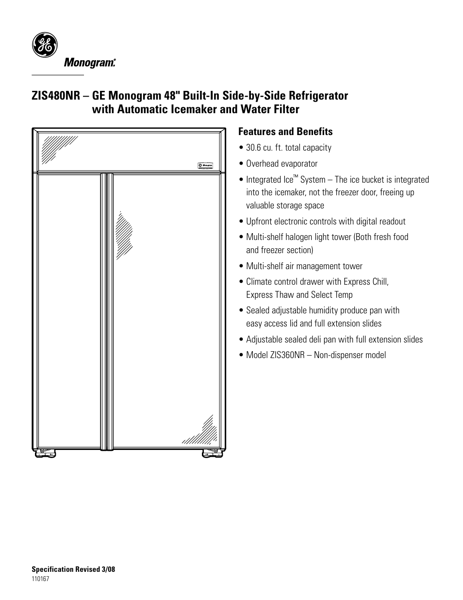 Zis480nr | GE Monogram ZIS480NR User Manual | Page 6 / 6