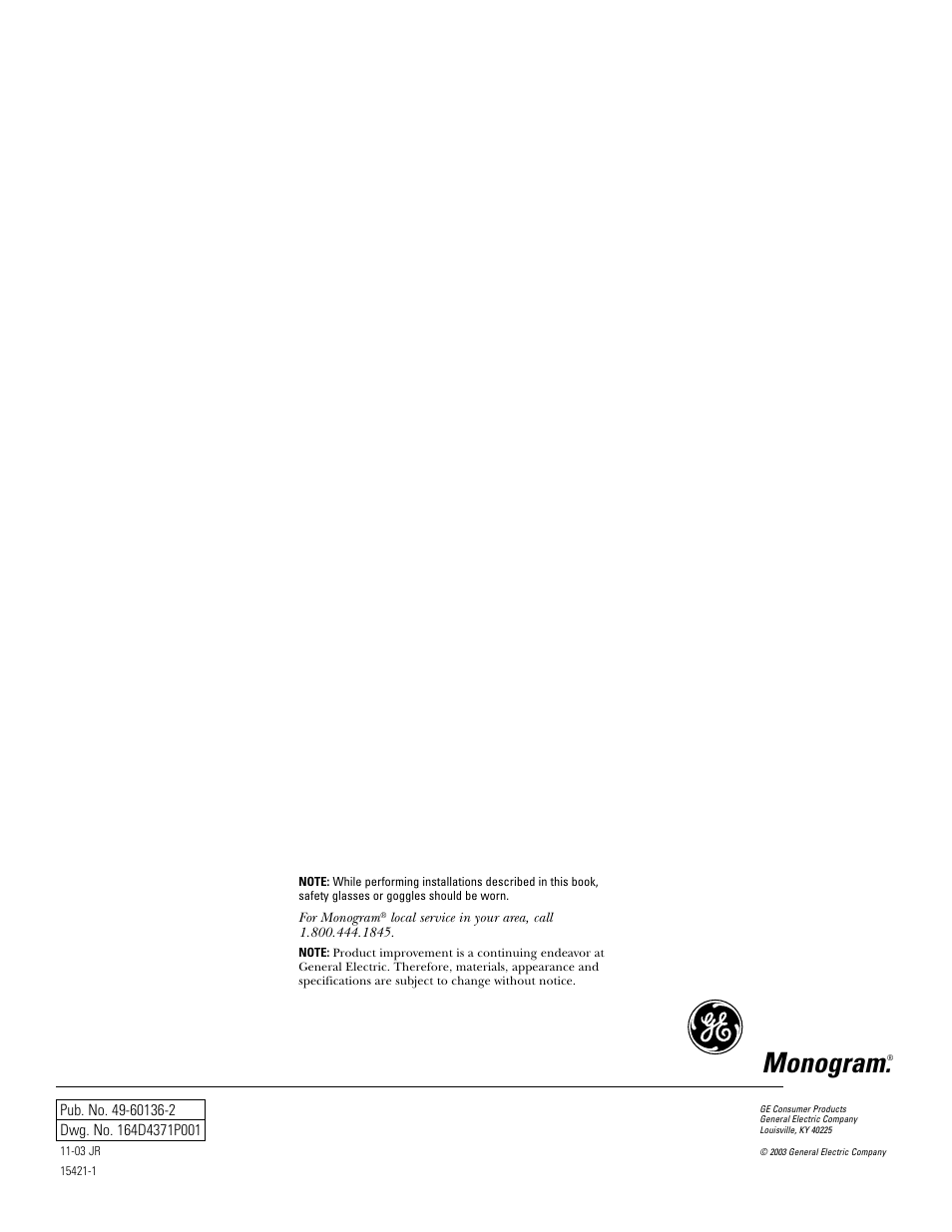 Monogram | GE Monogram ZICS360 LH User Manual | Page 20 / 20