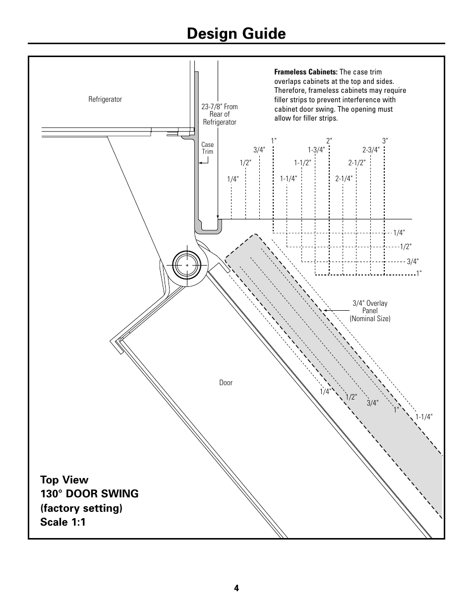 130° door swing, Design guide | GE Monogram ZICS360 LH User Manual | Page 4 / 20